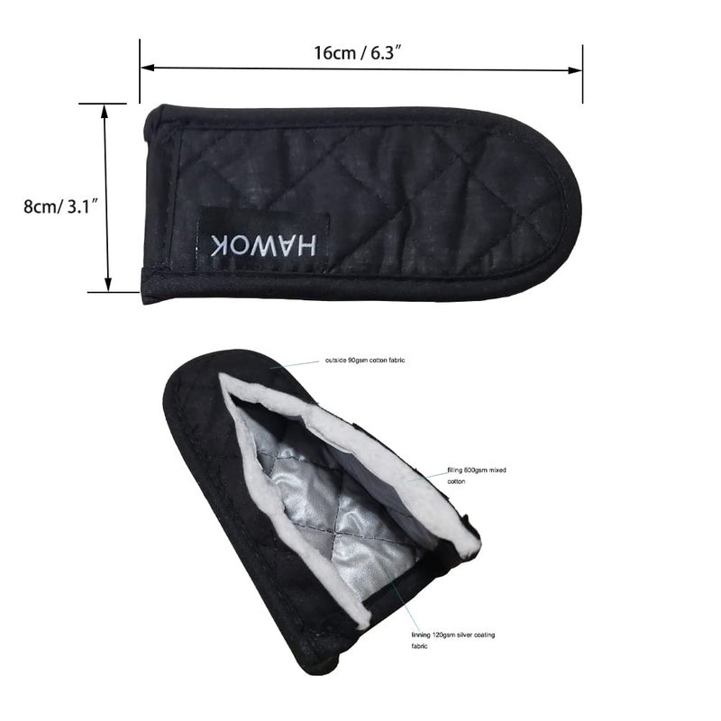 HAWOK Temperature Hot Catton Cast Iron Skillet Handle Holders Mitts Pot Holder Handle Covers Set of 6,Blackâ€¦â€¦ - Image 3